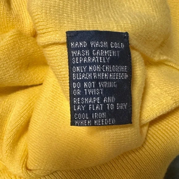 Polo by Ralph Lauren Men’s Bright Yellow Crewneck Sweater with Navy Pony - Picture 5 of 5